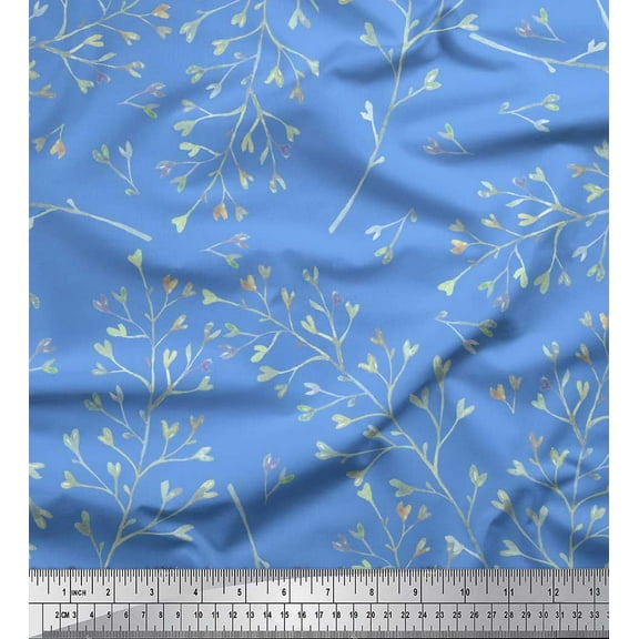 Soimoi Cotton Duck Fabric Leaves Watercolor Fabric Prints By Yard 42 Inch Wide
