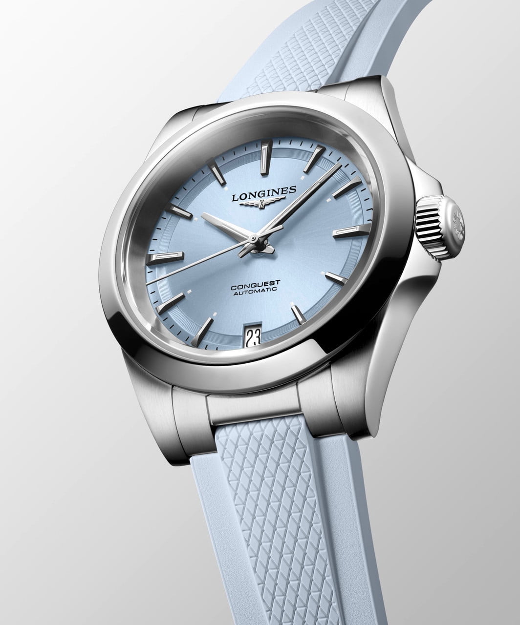 Longines Conquest Automatic 34mm Blue Dial Rubber Strap Women's Watch L3.430.4.92.9