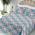thumbnail image 3 of Ambesonne Flowers Fitted & Flat Sheet with Sham 3 Pcs Set, Watercolor Neutral Floral, Twin, Deep Sky Blue Sand Brown, 3 of 5