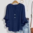 thumbnail image 6 of Vivianyn HD Women's Double Ruffle Sleeve V Neck Blouse, Casual Loose Fit Top,Navy,Size S-XXXL, 6 of 7