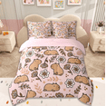 thumbnail image 2 of Manfei Cartoon Capybara 7 Pieces Bedding Comforter Set For Home,Brown Cute Animals Full Bedding Set For Kids Girls,Florals Branches Pattern Fitted Sheet Flat Sheet,Super Cozy Room Decor Reversible, 2 of 8