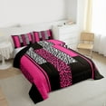 thumbnail image 3 of Homewish Geometric Striped Bedding Comforter Set,Leopard Print Zebra Lines Twin Comforter Sets,Pink White Black Bedding Set For Girls Kids,Luxury Bedroom Decor Reversible,2pcs, 3 of 8