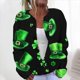 thumbnail image 1 of Cárdigan informal de punto con estampado del Día de San Patricio para mujer, abrigo con botones, 1 of 5