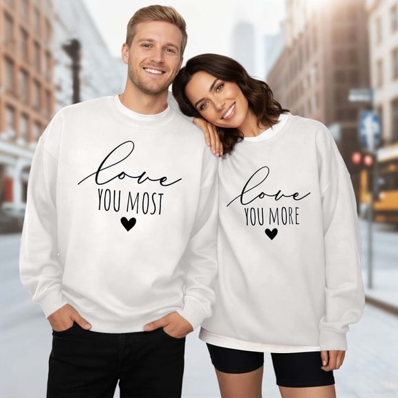Couple Sweatshirts Womens Sweatshirt Husband and Wife Lightweight Pullover Tops Womens Sweatshirts Lover Long Sleeve Sweater for Valentines Day Sweatshirts for Teen Girls