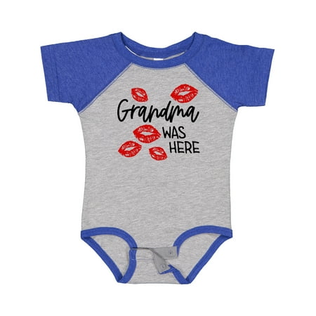 

Inktastic Grandma Was Here Red Kisses Gift Baby Boy or Baby Girl Bodysuit