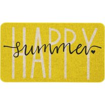 Summer Door Mat 30 X 17 Inch Happy Summer Yellow Doormat Indoor Outdoor Entrance Floor Mat Non Slip Summer Decor Rubber Welcome Mats