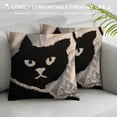 thumbnail image 3 of SHANXI Cute Black Cat Decor Neutral Beige Embroidered Velvet Decorative Throw Pillow Cover  for Sofa Couch Bed Car 22x22in, 3 of 5