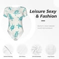 thumbnail image 6 of Daiia Turtle print Women's Crew Neck Short Sleeve Bodysuit Fashion Tops Fit Casual Basic Extender Bodysuit-X-Large, 6 of 9