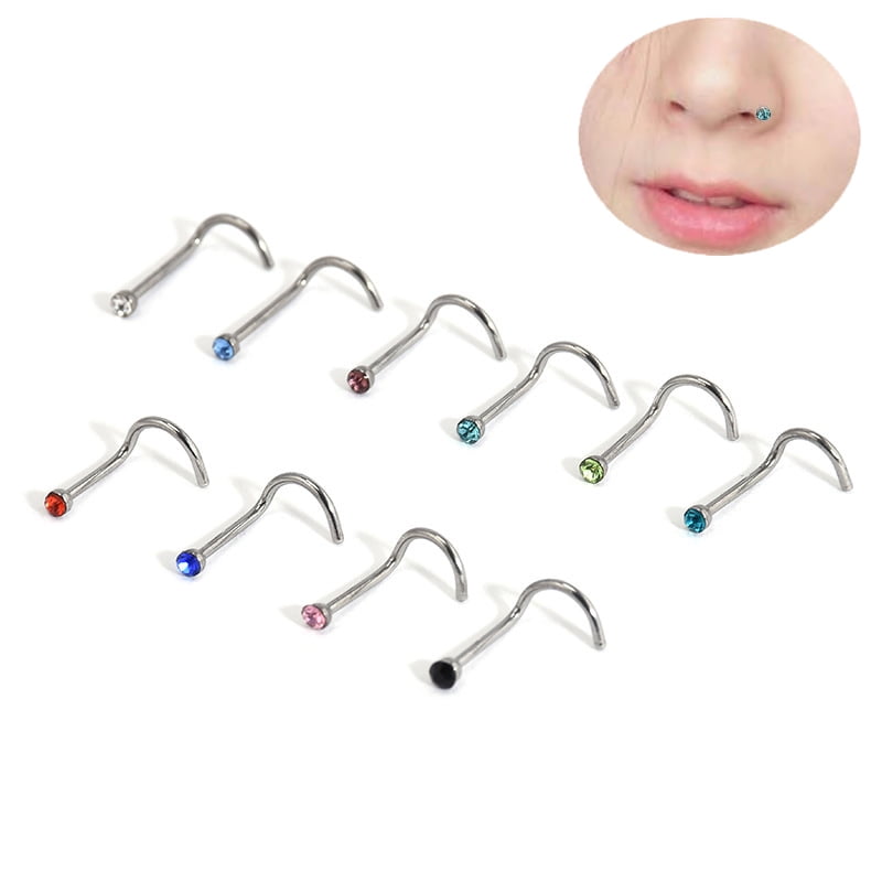 Nose piercing clear stud