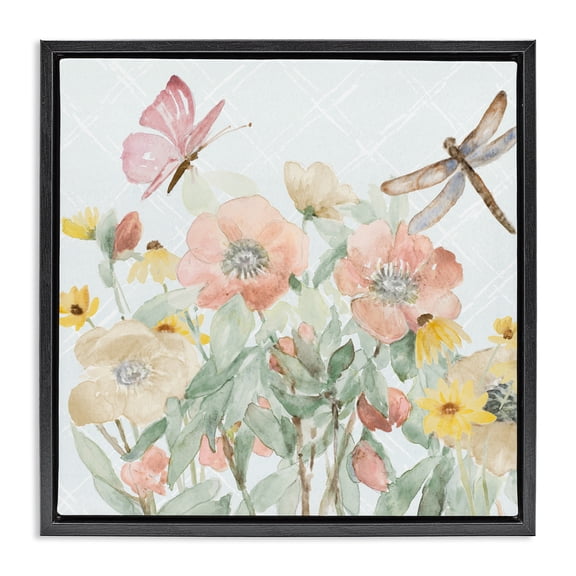 Stupell Industries Garden Joy with Insects Black Framed Floater Canvas Wall Art, design by Lanie Loreth