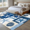 thumbnail image 5 of Blue Coastal Washable Living Room Rugs 5'x8', Summer Ocean Shell Crab Ocean Low Pile Throw Large Area Rug Non-Slip Sturdy Edge Binding Carpet for Living Room Kitchen Office, 5 of 9