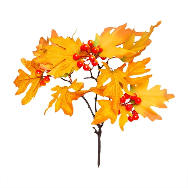 Kjfeif Frosted Autumn Maple Leaves with Pinecones & Berries, Realistic Flocked Fall Foliage Bundle for Thanksgiving Table Runners, Halloween Crafts, and Rustic Wedding Centerpieces