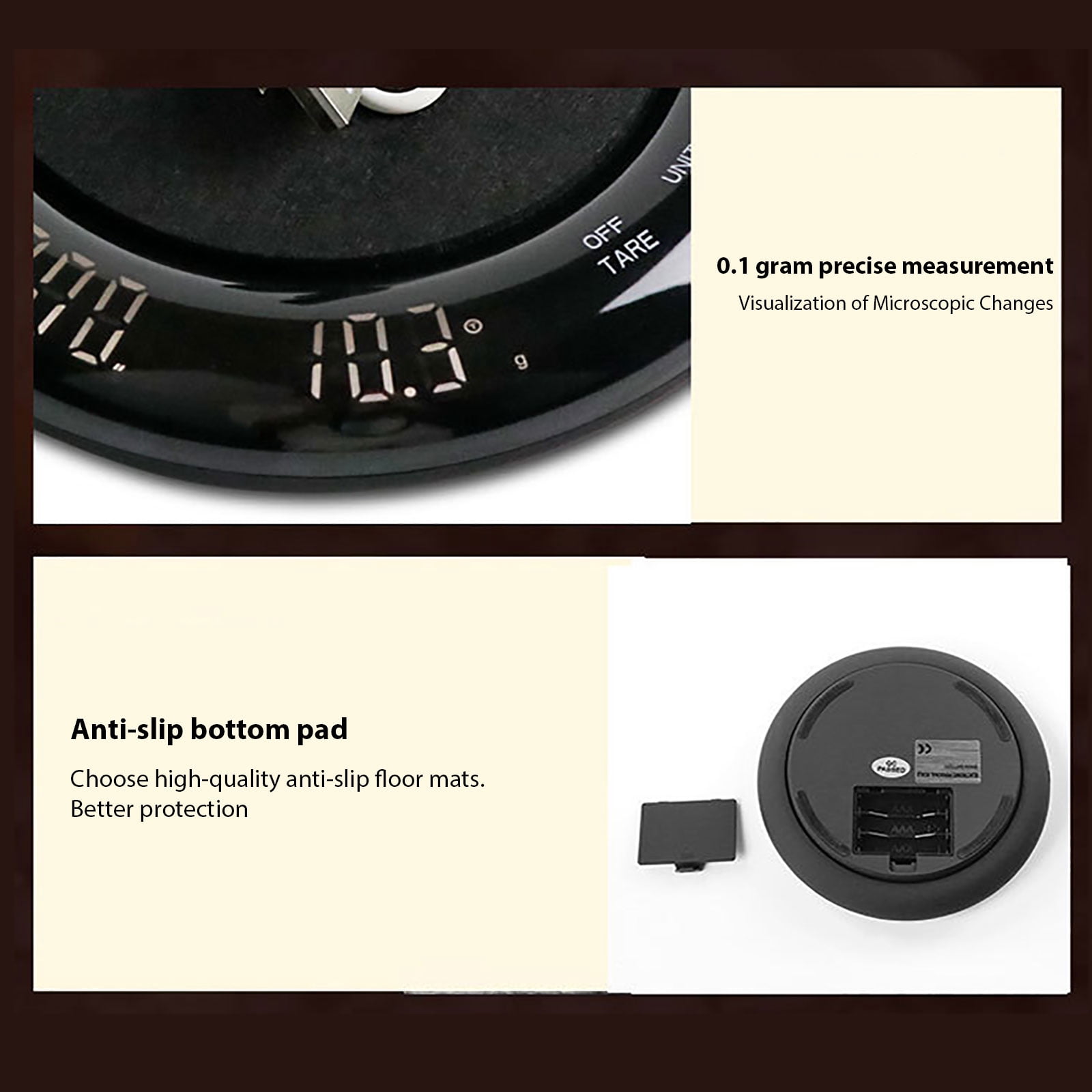Digital Scale for Coffee with Anti Slip Base and Large LCD Display