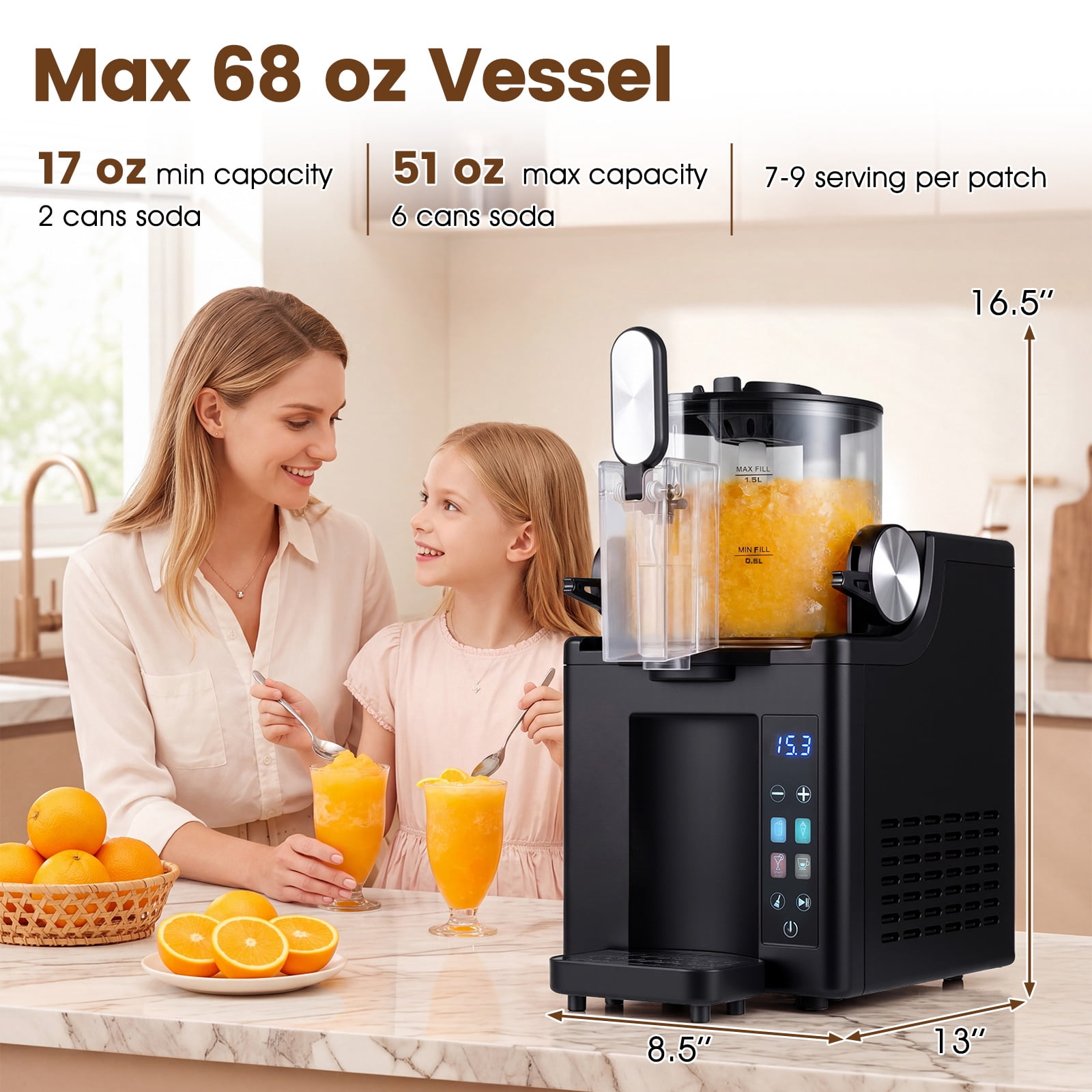 Costway Slushie Machine for Home, 68 oz Frozen Drink Maker & Slushy Machine, 4 Presets Black