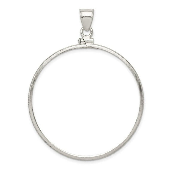 Wideband  Distinguished Coin Jewelry Sterling Silver Polished 40.6 x 3.1mm Screw Top Coin Bezel Pendant