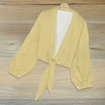 thumbnail image 5 of TTUHYWXI Women's 2025 Summer Lightweight Short Bolero Cardigan Shrug Sheer Tie Front Top 3/4 Sleeve Jacket for Dress (Yellow, XL), 5 of 6
