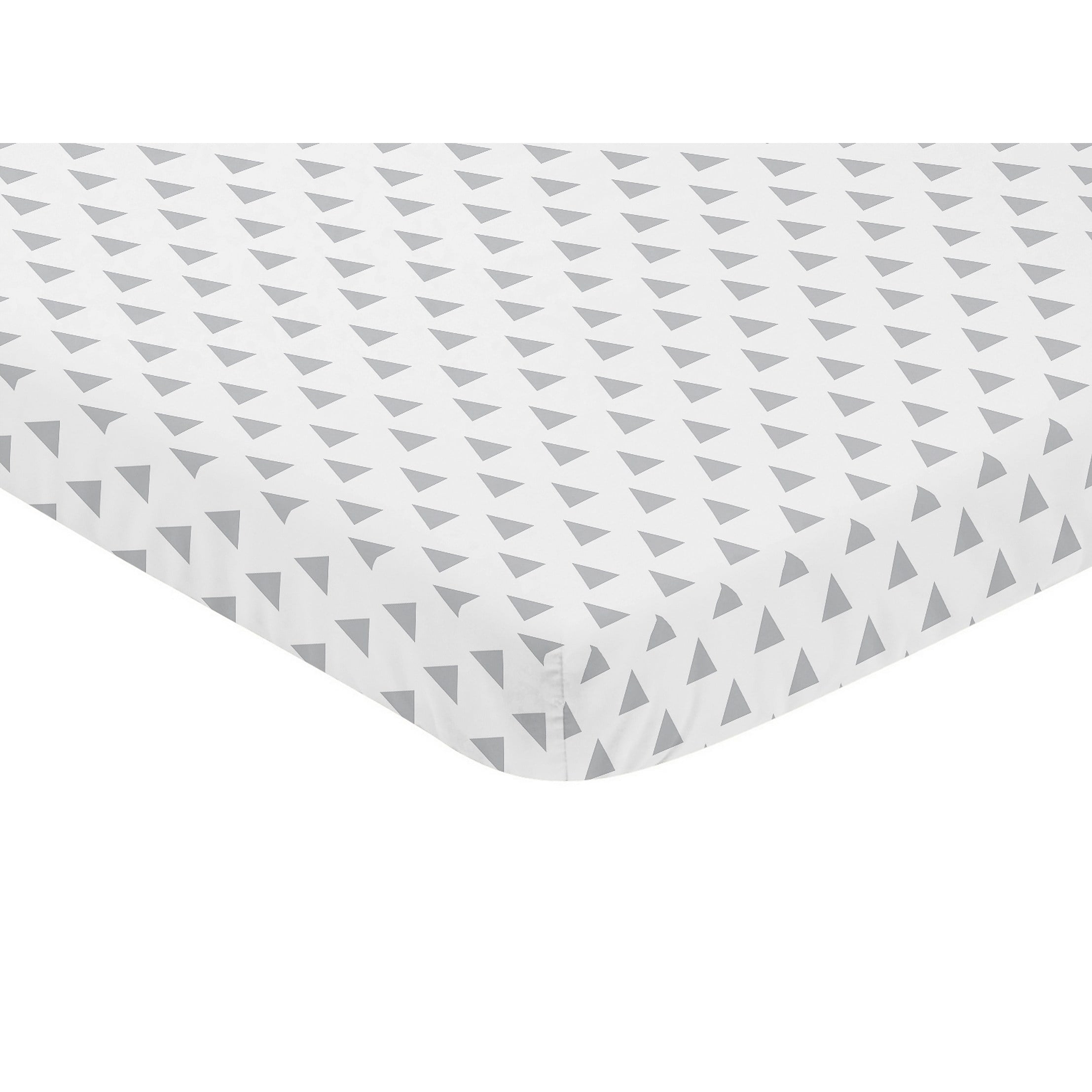 Sweet Jojo Designs Grey And White Triangle Earth And Sky Collection Fitted Mini Portable Crib Sheet Walmart Com Walmart Com