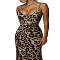 thumbnail image 2 of Women Leopard Print Spaghetti Strap V Neck Maxi Dress, 2 of 5