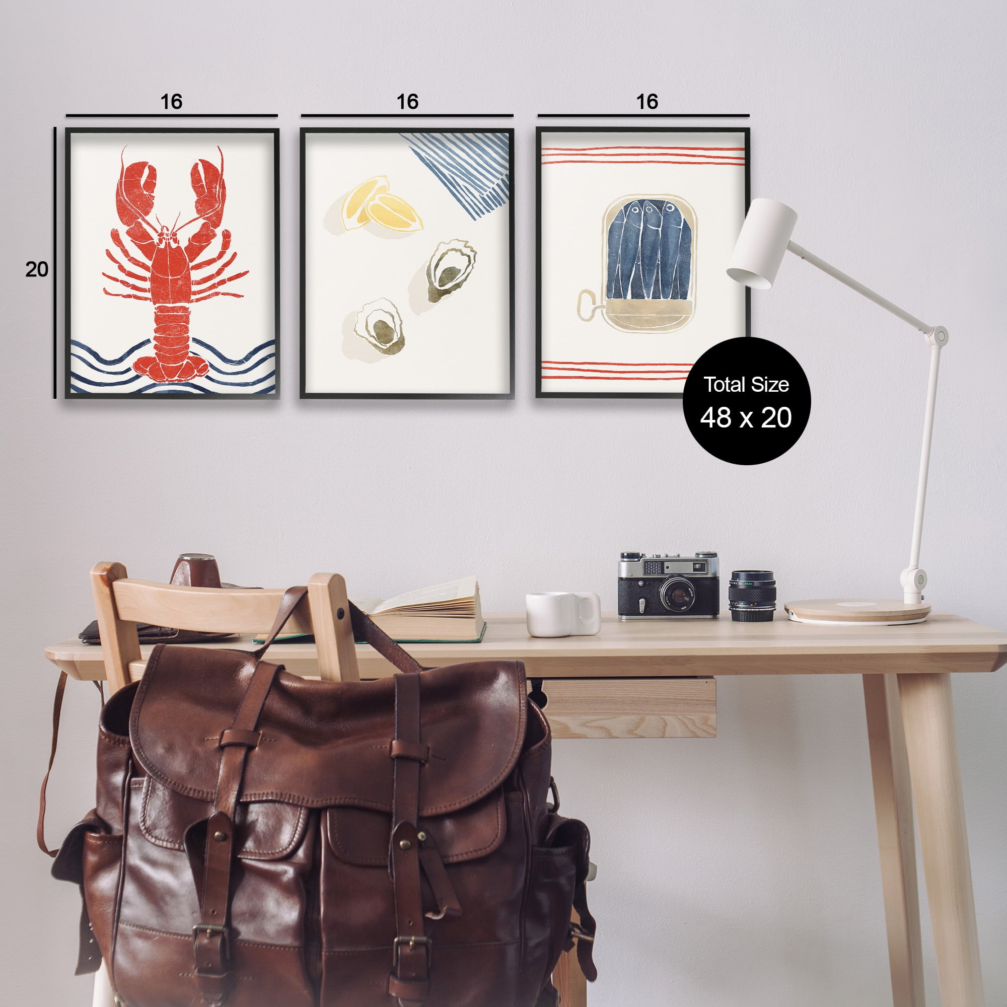 Stupell Industries Abstract Ocean Life Animals & Insects Painting Black Framed Art Print Wall Art, 16 x 20, Set of 3