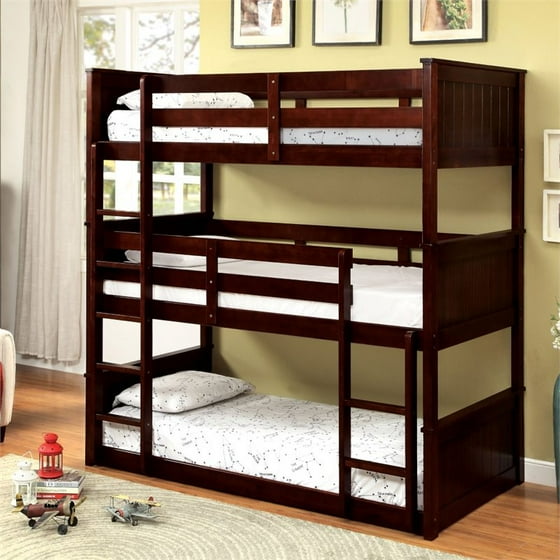 Furniture Of America Dorian Twin Triple Decker Bunk Bed In Espresso Furniture Of America Dorian Twin Triple Decker Bunk Bed In Espresso Com