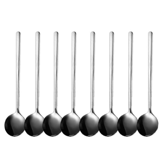 Spoons, 8 Pieces Stainless Steel Spoons,Soup Spoons with Long Handles, Rice Spoon, Soup Spoon for Home ( silvery)