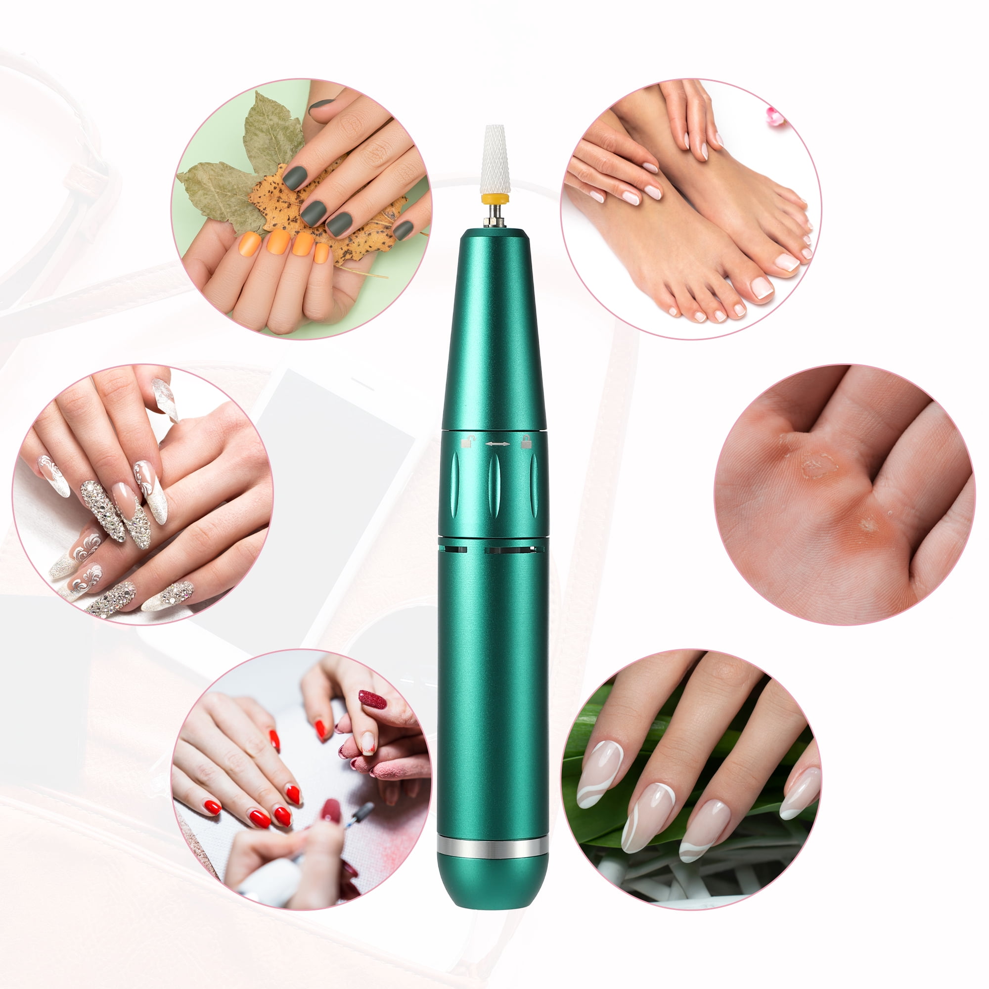 1 Set Electric Nail Drill Kit 30000RPM Nail Drill Machine Digital Display Portable Nail File Drill Green