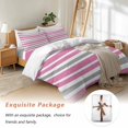 thumbnail image 7 of Pink Gray Bedding Duvet Cover Set Twin Size 4 Pieces White Stripe Soft Twill Plush Quilt Cover, Include 1 Duvet Cover 1 Flat Sheet And 2 Pillow, 7 of 7