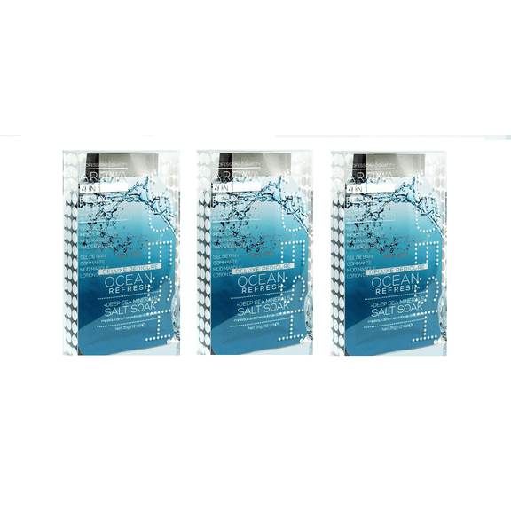 Voesh Deluxe Pedicure Ocean Refresh Pedi in a Box 4 in 1 Kit - 3 Pack!