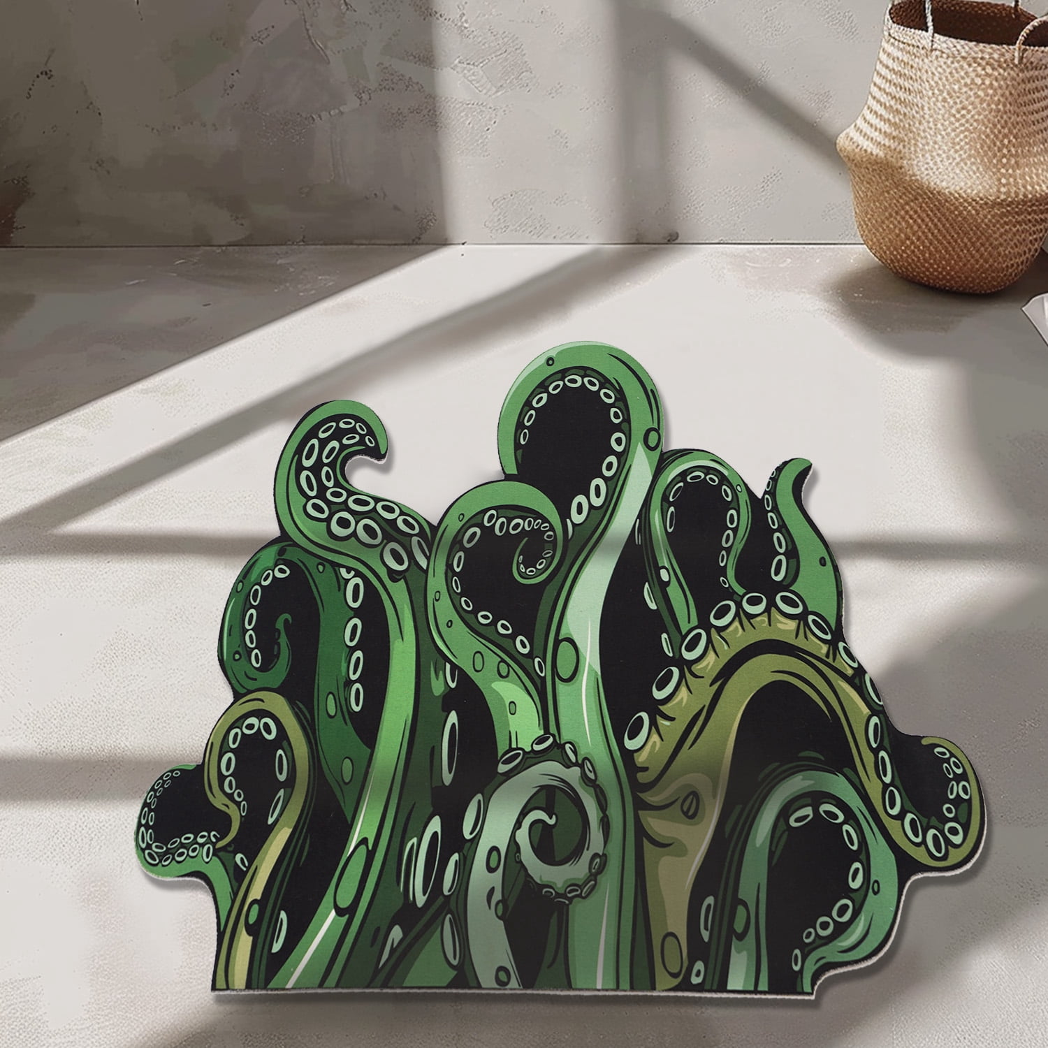 Funny Rug for Living Room, Super Absorbent Bath Mat Non Slip, Machine Washable, Goth Decor Cthulhu Octopus Shaped Shower Mat, Aesthetic Modern Rugs for Bedroom, Small Size Door Mats…