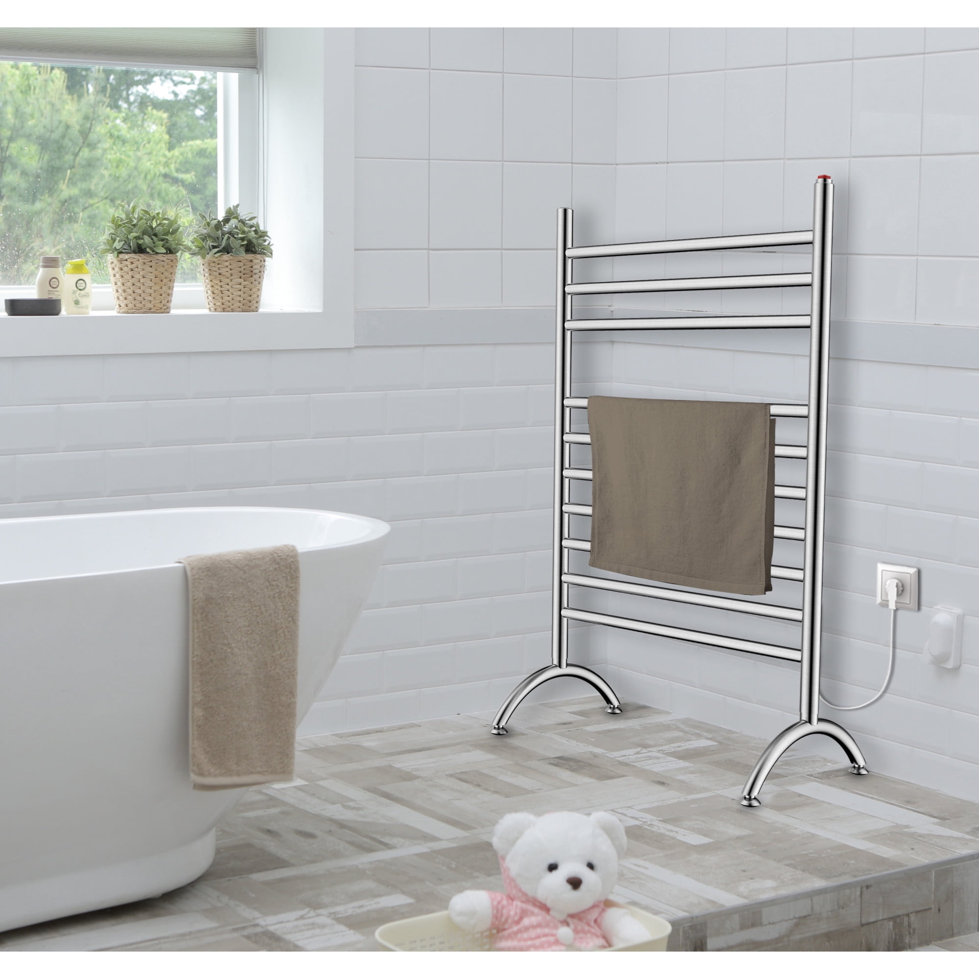 Kingston Brass TWF3123SN Freestanding Plug-In Electric Towel Warmer in Brushed Nickel