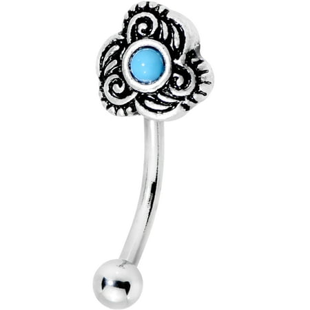 - Body Candy Steel Brilliant Blue Accent Flowering Twist Curved Eyebrow Ring 16 Gauge 5/16