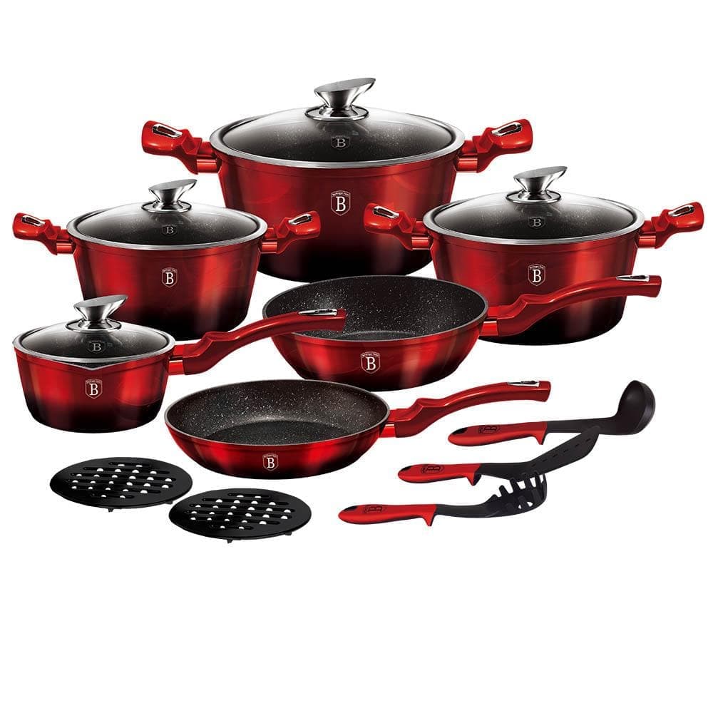 Cookware Set, 15Piece 3Layer Marble Coating Cookware Set by Berlinger Haus