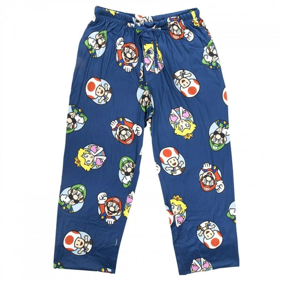 Super Mario Bros. Character Portraits All Over Print Sleep Pants-Small (28-30)