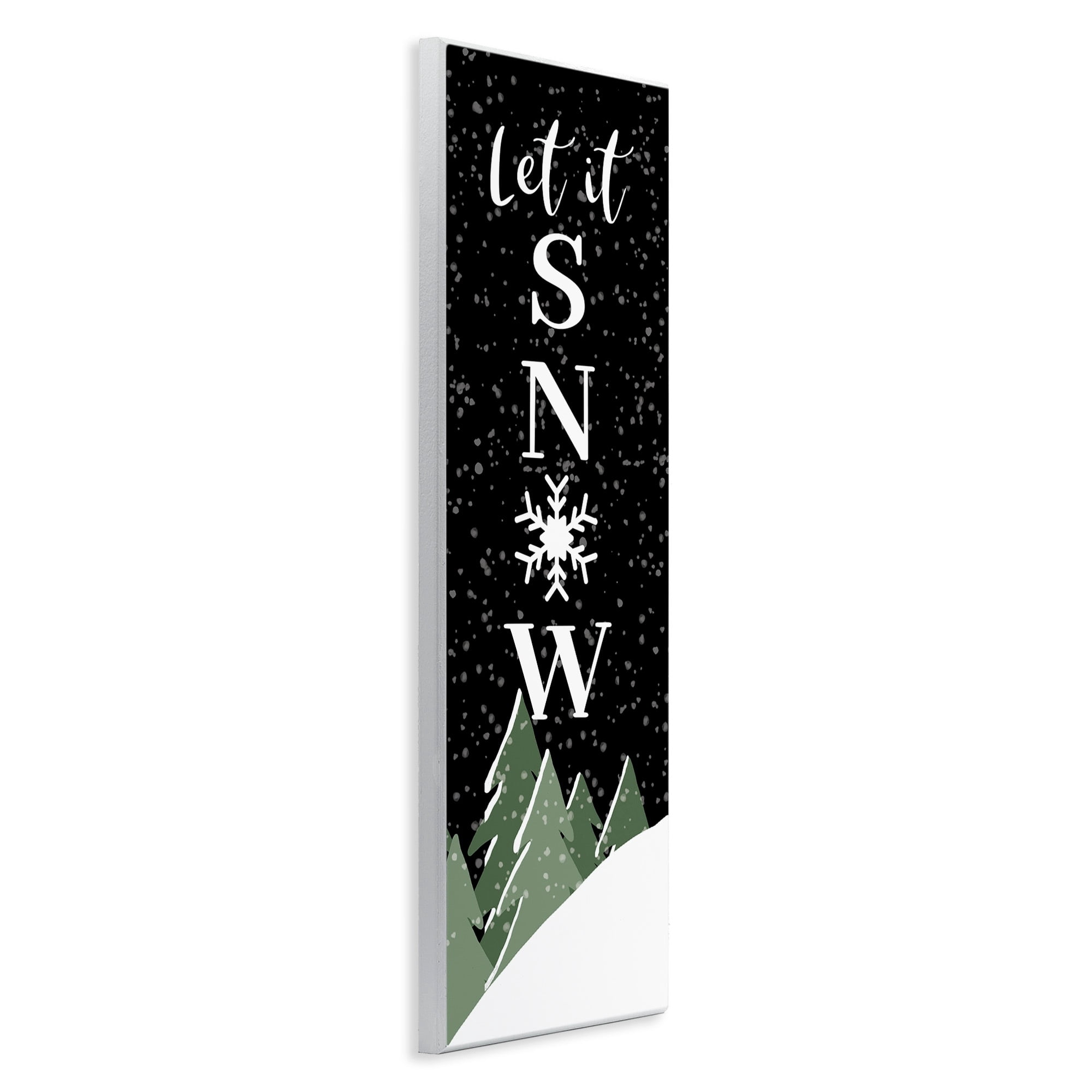 Let It Snow Winter Hilltop Fir Trees Saying Inspirational Graphic Art Unframed Art Print Wall Art