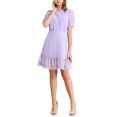 thumbnail image 2 of INSPIRE CHIC Women's Ruffle Hem Short Puff Sleeve Party A-Line Mini Dress S Purple, 2 of 5