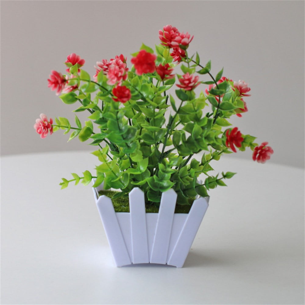 Artificial Potted Flowers Fake False Plants Outdoor Garden Home In Pot Decor 