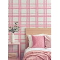 thumbnail image 2 of Packed Party Plaid Think Pink Geometric Vinyl Peel And Stick Wallpaper, 216-in by 20.5-in, 30.75 sq. ft., 2 of 7
