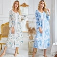 thumbnail image 7 of Nightgowns for Women Deep V Neck Comfy Sleepwear Loungewear,Floral Print House Dresses Long Sleeve Sleep Dress Nightshirt Sleepwear,Full-Length Asymmetric Plus Size Pajama Dress,S-2XL White Floral, 7 of 7
