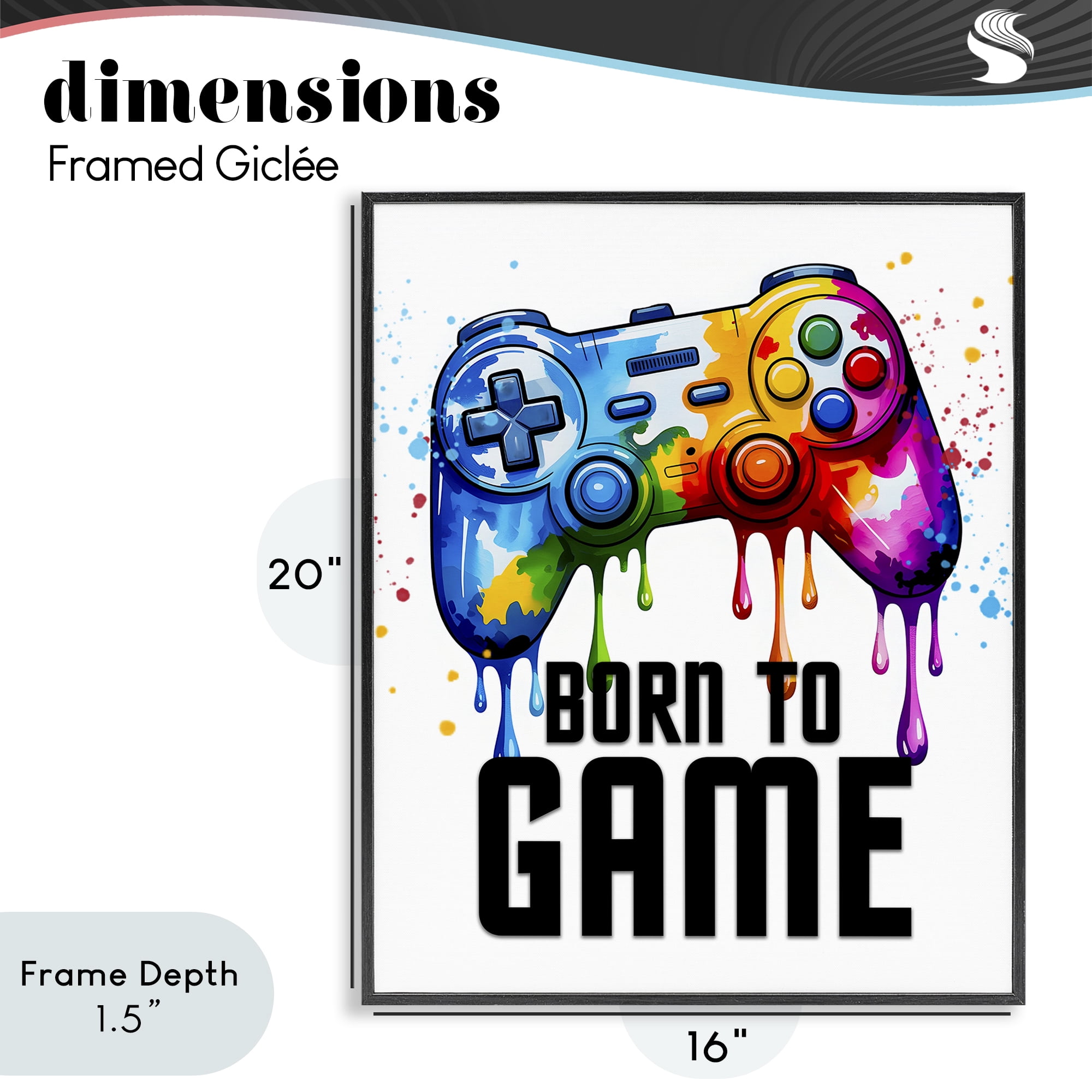 Stupell Industries Born To Game Splash Black Framed Giclee Art, design by Kim Allen