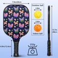 thumbnail image 4 of Pickleball Paddles Set Of 2, Fiberglass Surface, Vintage Floral & Butterfly, 4 Balls & Bag, 4 of 5