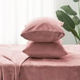 thumbnail image 6 of Flannel Sheets Full Size Dusty Pink - Super Soft Fleece Sheets Set Fluffy Extra Plush, 4 Piece(Include Fitted Sheet, Flat Sheet, 2 Pillowcases), 6 of 8