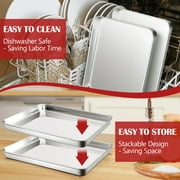 Vesteel Baking Cookie Sheet Set of 2, Stainless Steel Rectangle Baking Pan Oven Tray - 10 x 8 x 1 inches