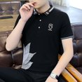 thumbnail image 3 of Camiseta polo vintage para hombre, ropa de calle de rayas negras, camisetas con cuello para hombre, venta al por mayor, tallas grandes, basura, Y2k, tallas grandes, XL, 3 of 5