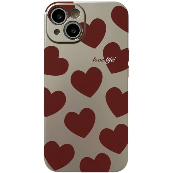 Cute Red Love Hearts Soft Phone Case Compatible with iPhone Case (Silver,iPhone 11)