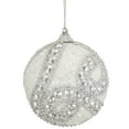 thumbnail image 4 of Northlight 3ct White and Silver Beaded Shatterproof Glittered Christmas Ball Ornaments 3" (76mm), 4 of 4