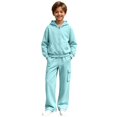 thumbnail image 4 of Xyant Boys Girls Athletic Sweatsuit 2 Pieces Full Zip Hoodie Wide Leg Pants Tracksuit Fall Winter Back to School Clothes,Size 11-12 Years, 4 of 7