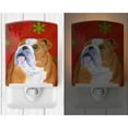 thumbnail image 2 of Caroline's Treasures SS4698CNL Bulldog English Red and Green Snowflakes Holiday Christmas Ceramic Night Light, 6x4x3",, 2 of 2