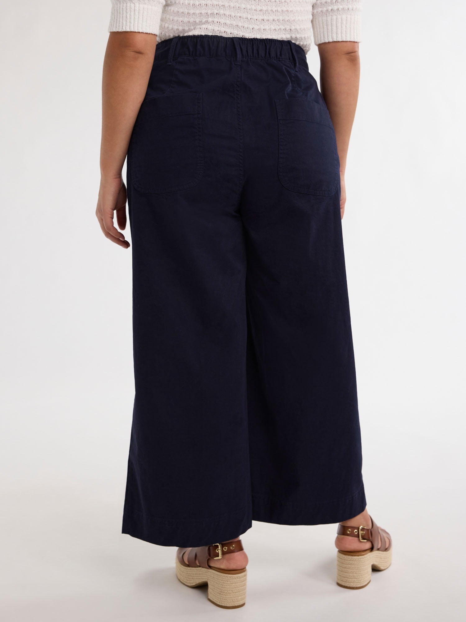 Free Assembly Women's and Women's Plus High Rise Cropped Wide Leg Pants, 26” Inseam, Sizes XS- 4X