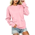 thumbnail image 3 of Women's Sweatshirt Crewneck Long Sleeve Oversized Solid Color Pullover Tops with Pockets Pinks L, 3 of 7