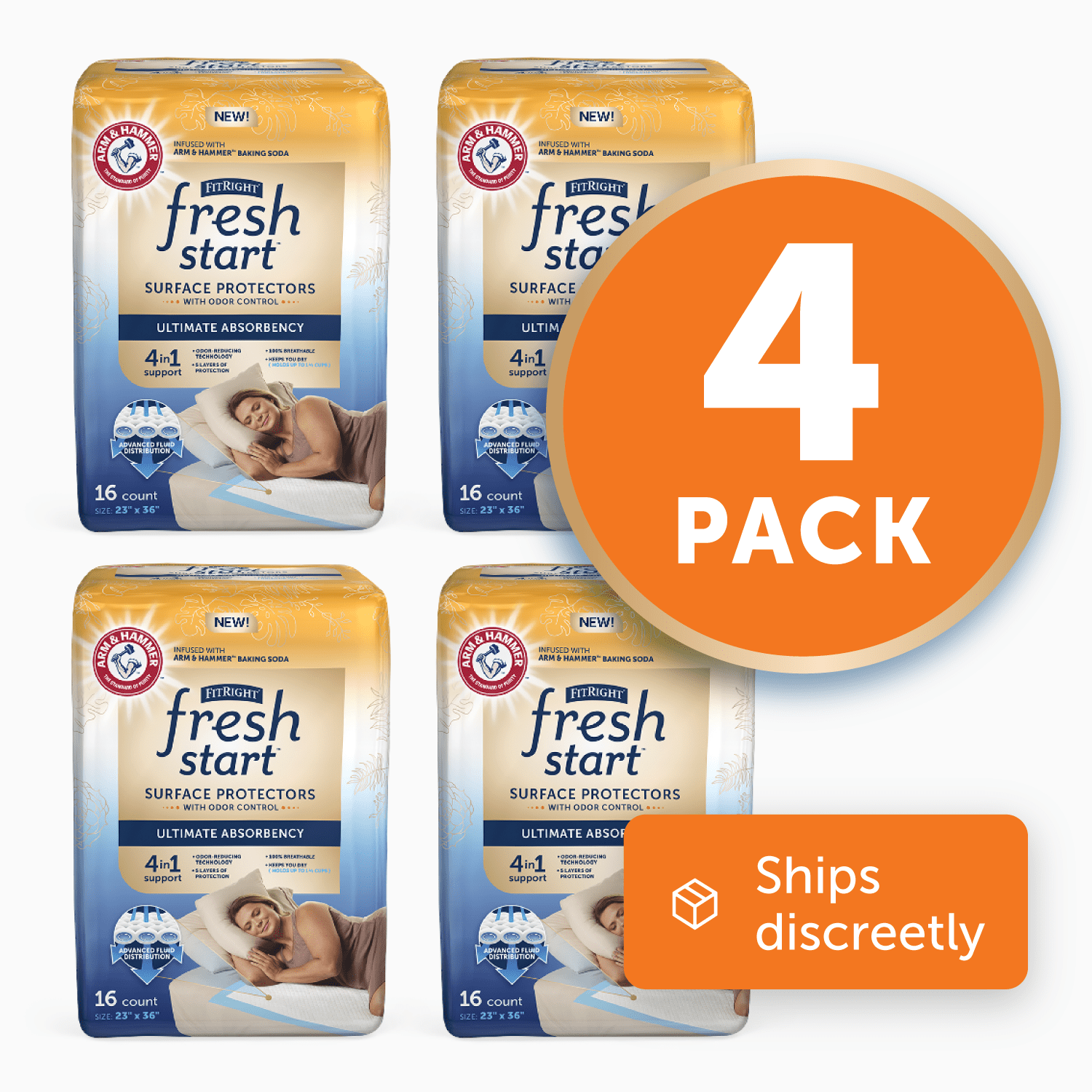 FitRight Fresh Start Disposable Underpads 23" x 36" (64 Count) Bed Pads